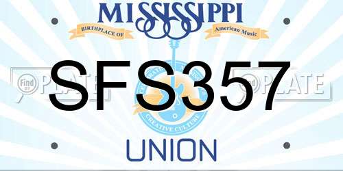 SFS357 Mississippi License Plate