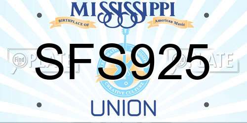 SFS925 Mississippi License Plate
