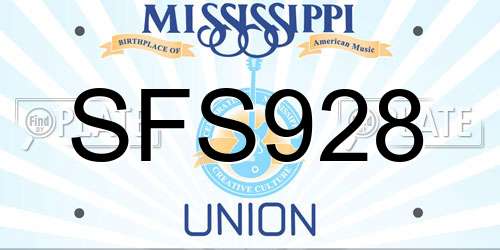 SFS928 Mississippi License Plate