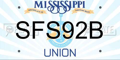 SFS92B Mississippi License Plate