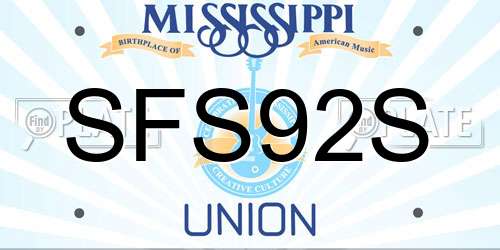 SFS92S Mississippi License Plate