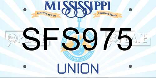 SFS975 Mississippi License Plate