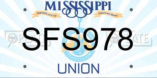 SFS978 Mississippi License Plate