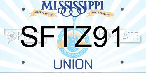 SFTZ91 Mississippi License Plate