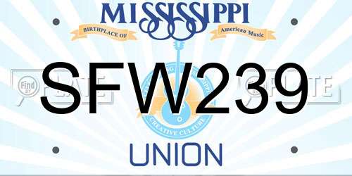 SFW239 Mississippi License Plate