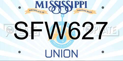 SFW627 Mississippi License Plate