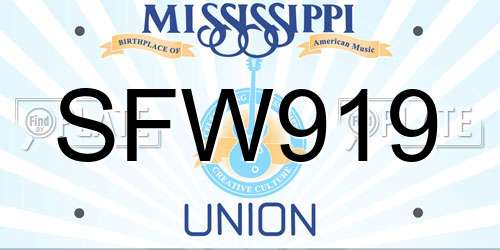 SFW919 Mississippi License Plate