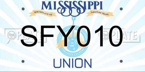 SFY010 Mississippi License Plate