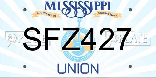 SFZ427 Mississippi License Plate