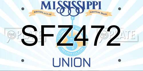 SFZ472 Mississippi License Plate