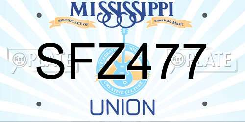 SFZ477 Mississippi License Plate