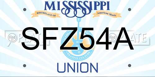 SFZ54A Mississippi License Plate
