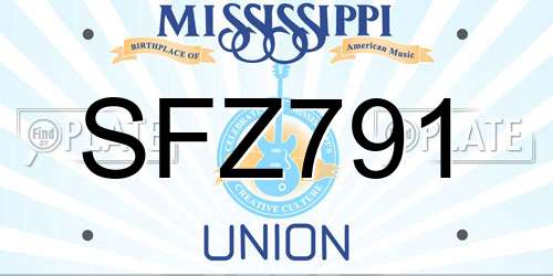 SFZ791 Mississippi License Plate