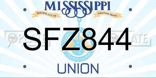 SFZ844 Mississippi License Plate