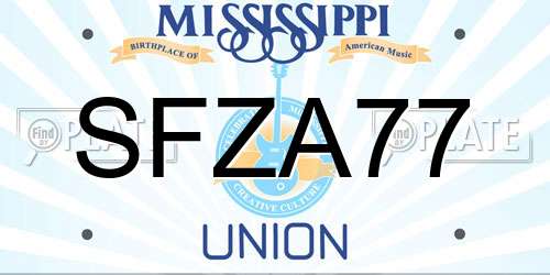 SFZA77 Mississippi License Plate