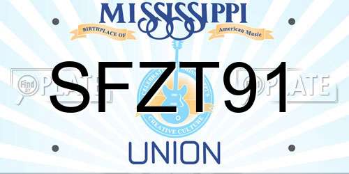 SFZT91 Mississippi License Plate