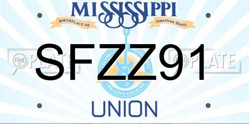 SFZZ91 Mississippi License Plate