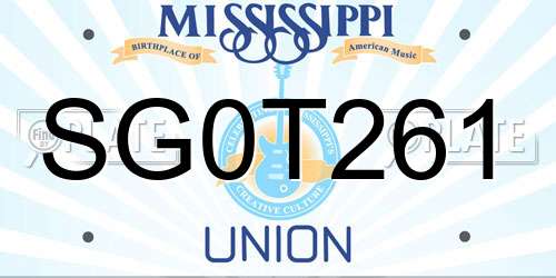 SG0T261 Mississippi License Plate