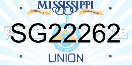 SG22262 Mississippi License Plate