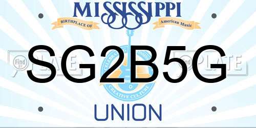 SG2B5G Mississippi License Plate