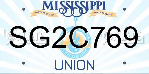 SG2C769 Mississippi License Plate