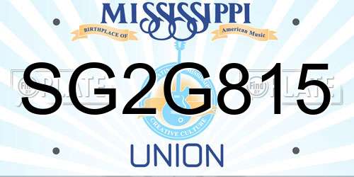SG2G815 Mississippi License Plate