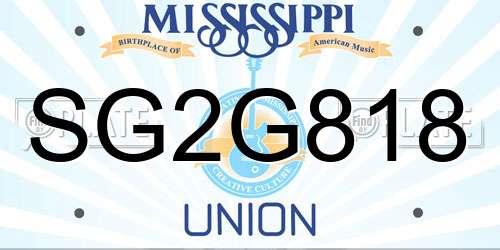SG2G818 Mississippi License Plate