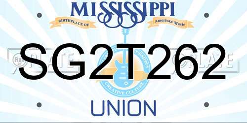 SG2T262 Mississippi License Plate