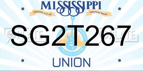 SG2T267 Mississippi License Plate