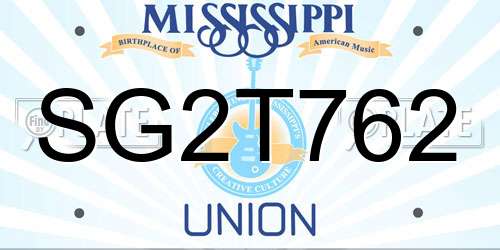 SG2T762 Mississippi License Plate