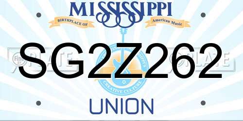 SG2Z262 Mississippi License Plate