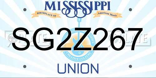SG2Z267 Mississippi License Plate