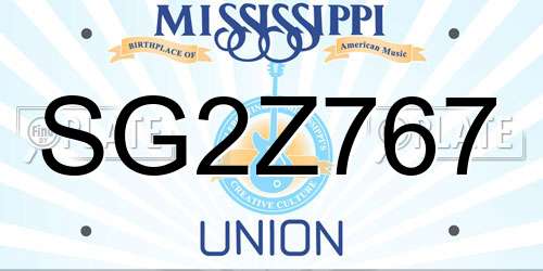 SG2Z767 Mississippi License Plate