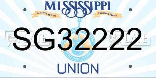 SG32222 Mississippi License Plate