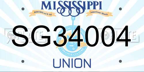 SG34004 Mississippi License Plate