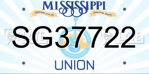 SG37722 Mississippi License Plate