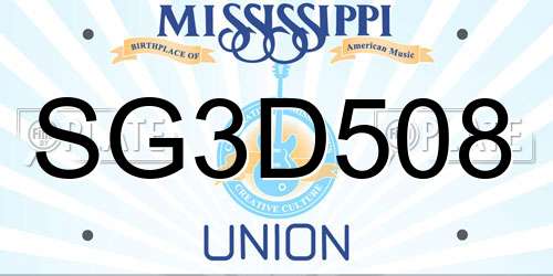 SG3D508 Mississippi License Plate