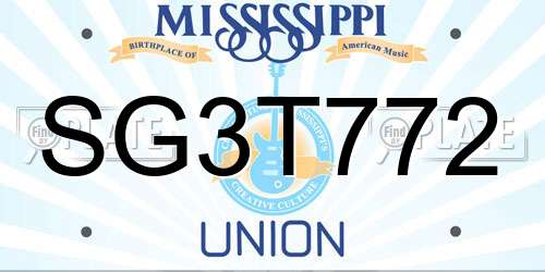 SG3T772 Mississippi License Plate