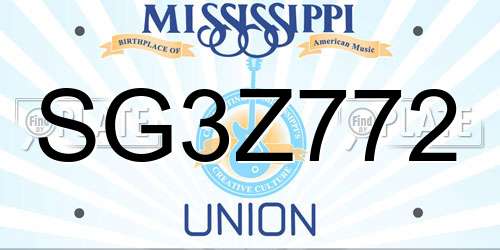 SG3Z772 Mississippi License Plate