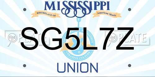 SG5L7Z Mississippi License Plate