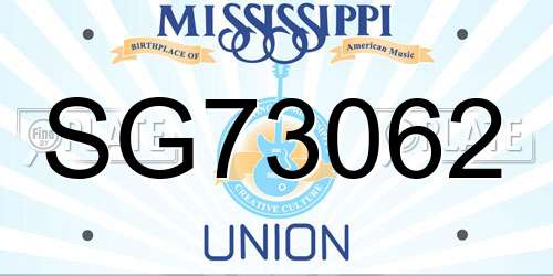SG73062 Mississippi License Plate