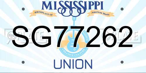 SG77262 Mississippi License Plate