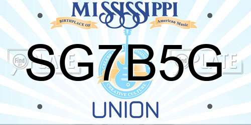 SG7B5G Mississippi License Plate