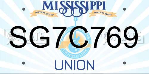 SG7C769 Mississippi License Plate