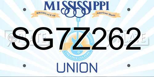 SG7Z262 Mississippi License Plate