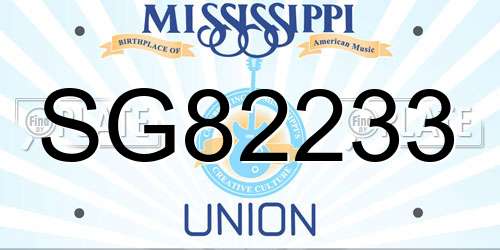 SG82233 Mississippi License Plate