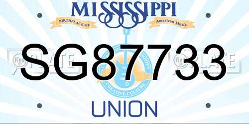 SG87733 Mississippi License Plate