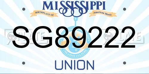 SG89222 Mississippi License Plate