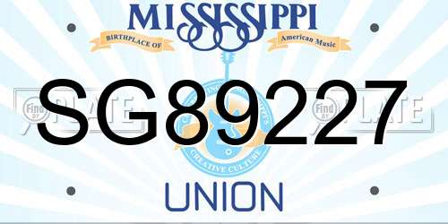 SG89227 Mississippi License Plate