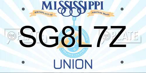 SG8L7Z Mississippi License Plate